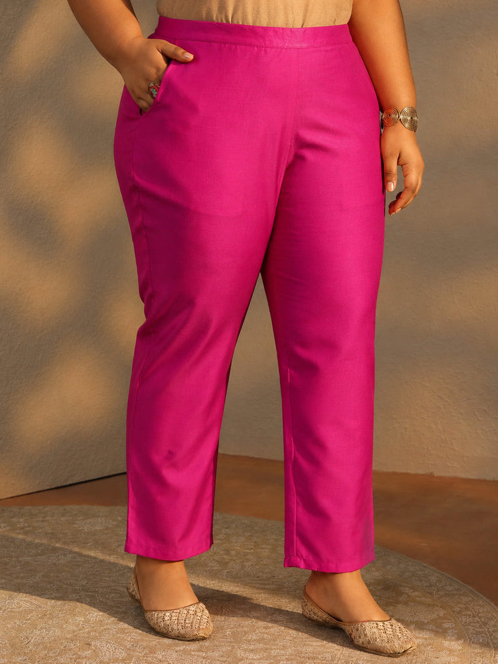 Plus Size Pink Bandhani Embroidered Silk Blend Straight Suit Set With Dupatta