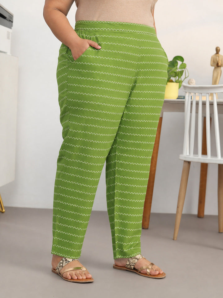 Green Floral Woven Design Cotton Blend A-Line Kurta Set