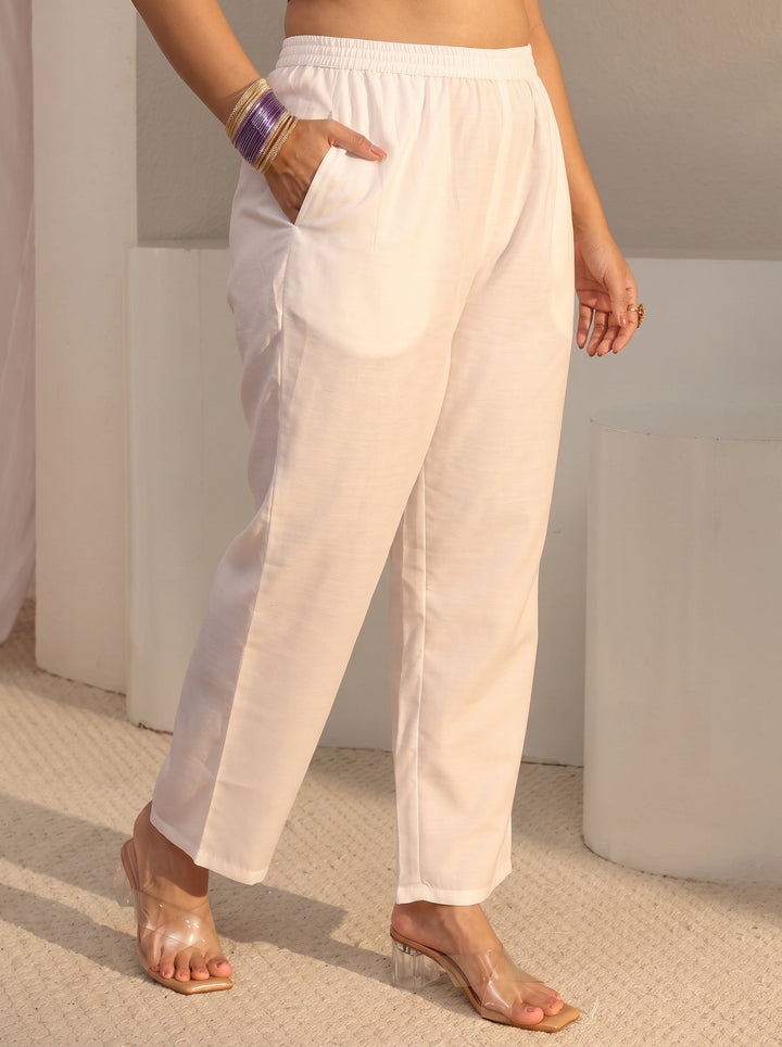 Plus Size White Floral Embroidered Tissue Straight Suit Set With Dupatta