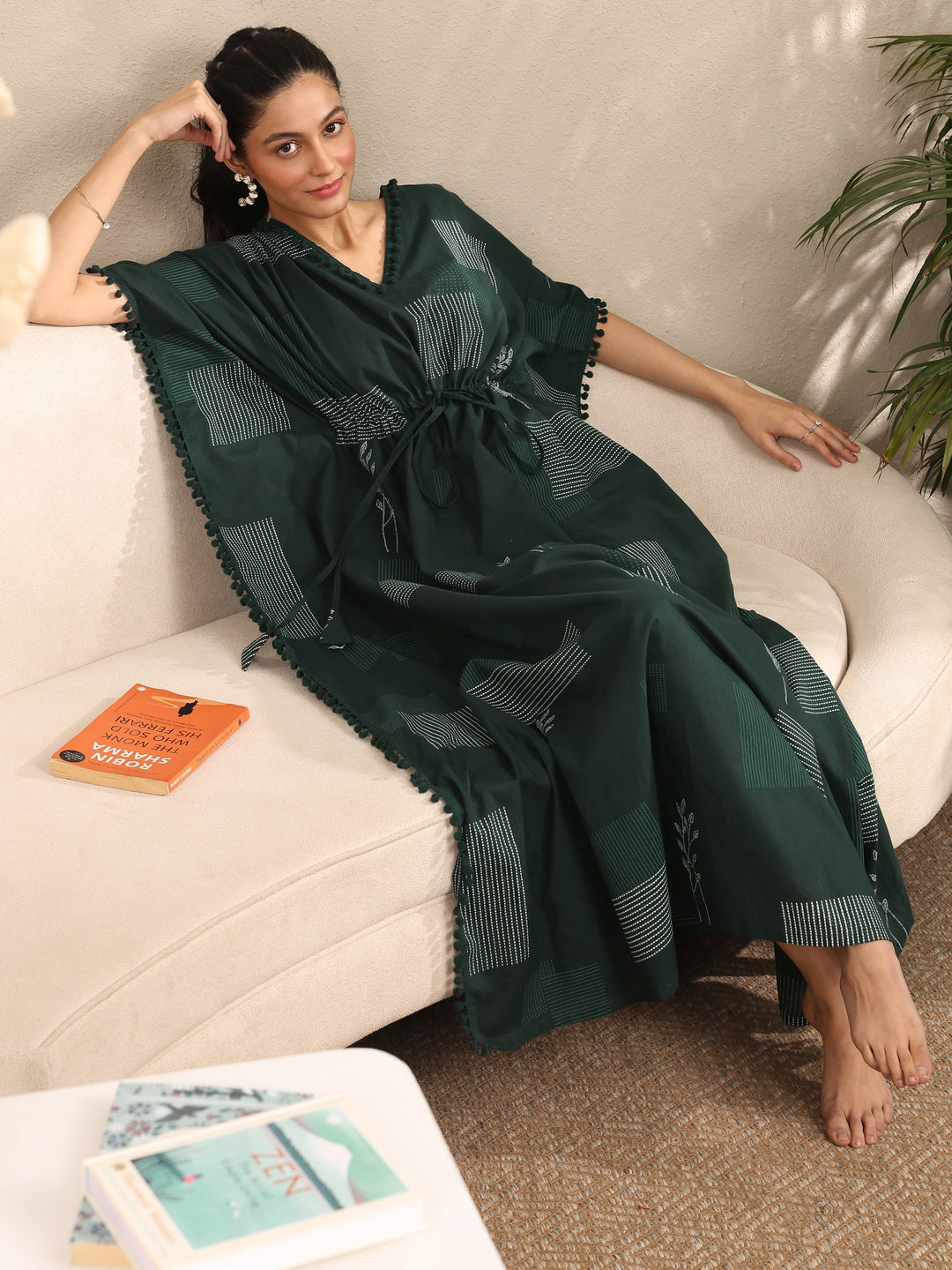 kaftan night dress cotton Indian Sky Blue Floral Cotton Kaftan Night Maxi Gown Women's Clothing Kaftan US