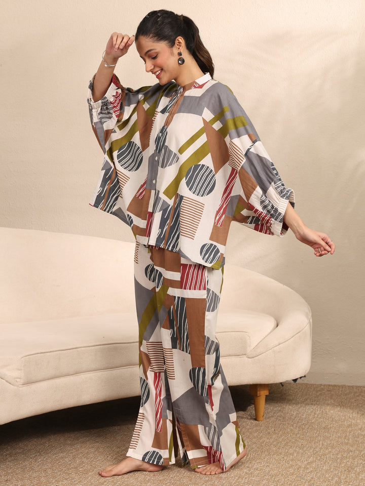 Multi Printed Cotton Night Suit