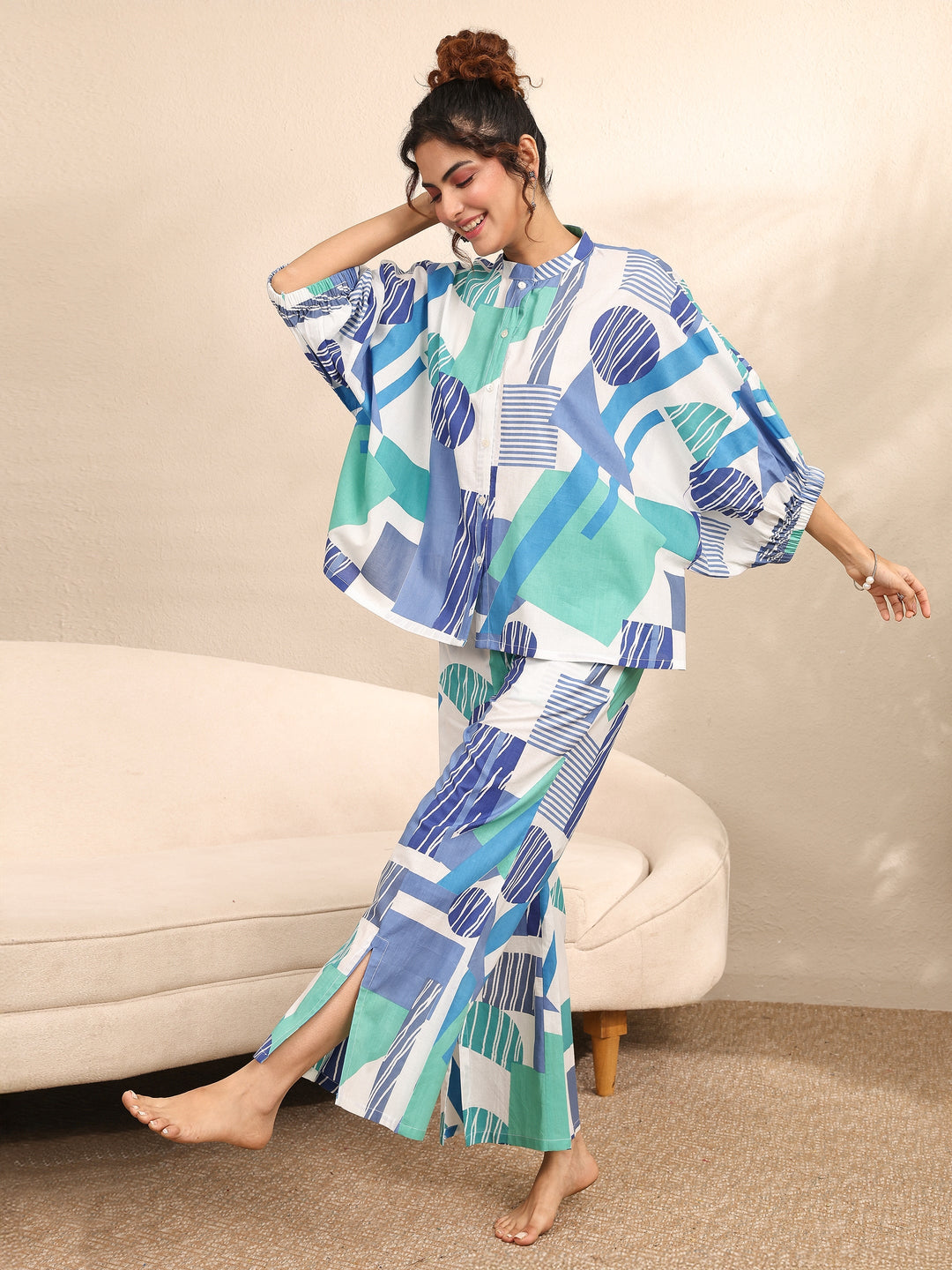 Multi Printed Cotton Night Suit