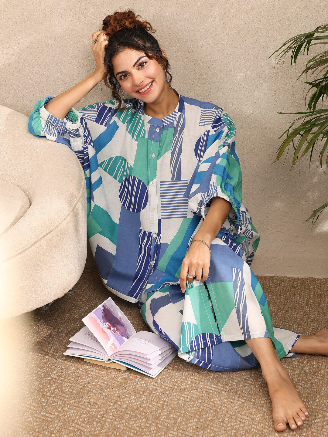 Multi Printed Cotton Night Suit