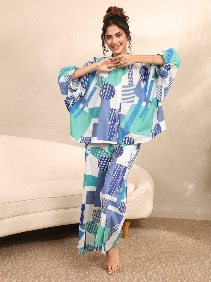 Multi Printed Cotton Night Suit