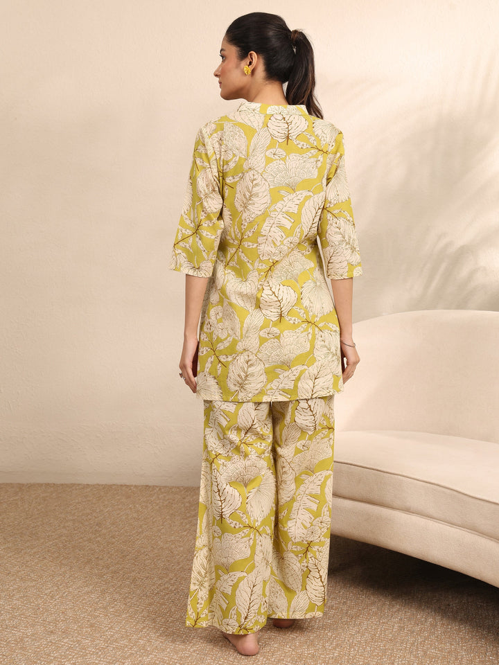 Green Printed Cotton Night Suit