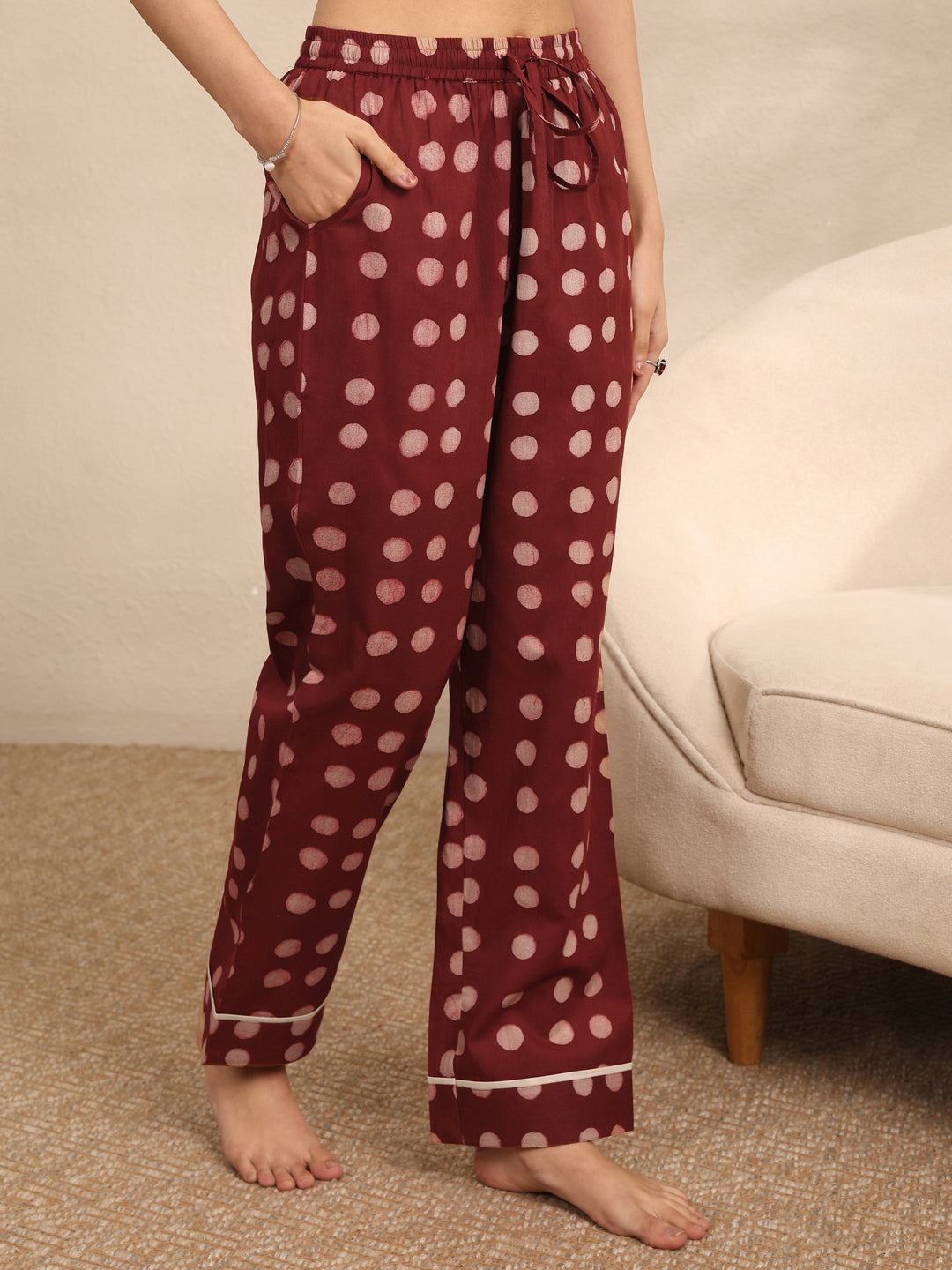 Rust Printed Cotton Night Suit