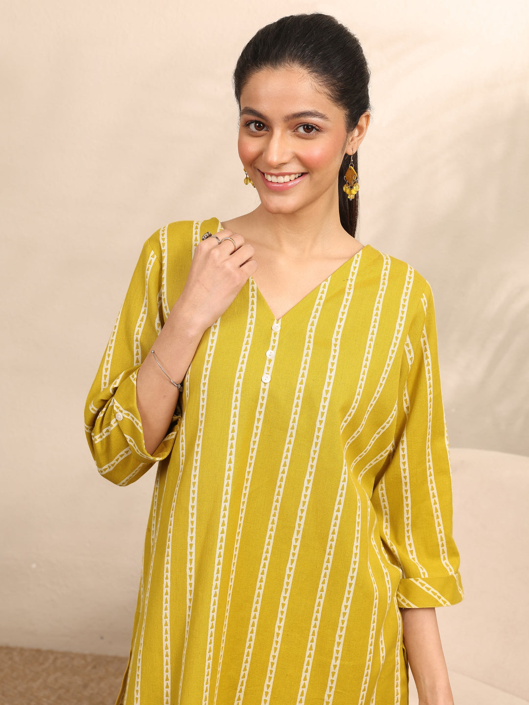 Mustard Printed Cotton Night Suit