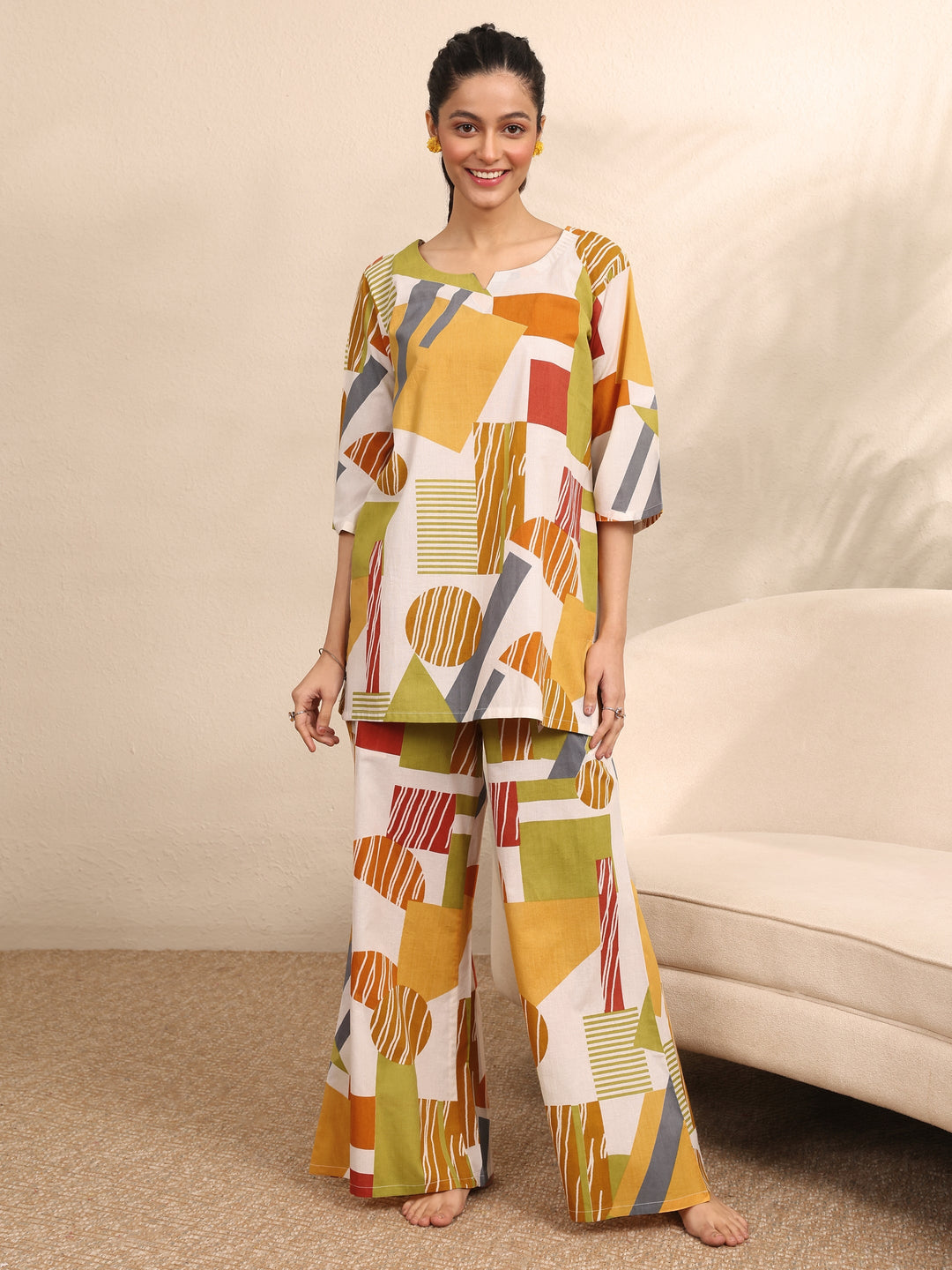 Multi Printed Cotton Night Suit
