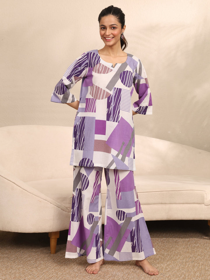 Multi Printed Cotton Night Suit