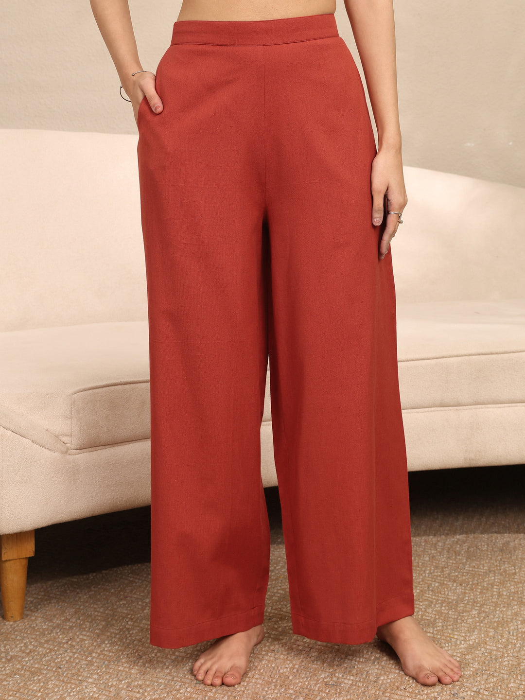 Rust Printed Cotton Night Suit