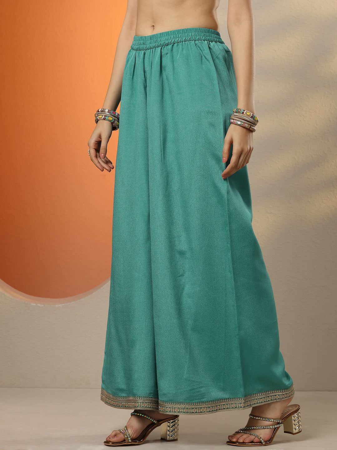 Libas Art Blue Embroidered Silk Blend Straight Suit Set With Dupatta