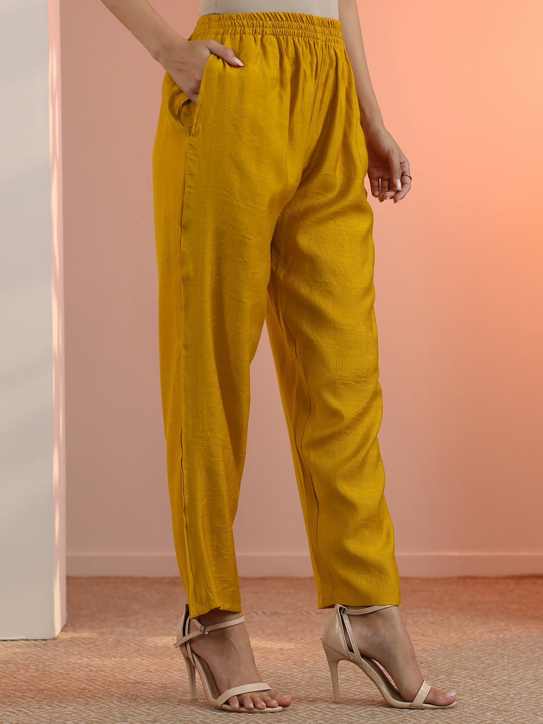Mustard Printed Silk Blend Straight Suit Set With Dupatta