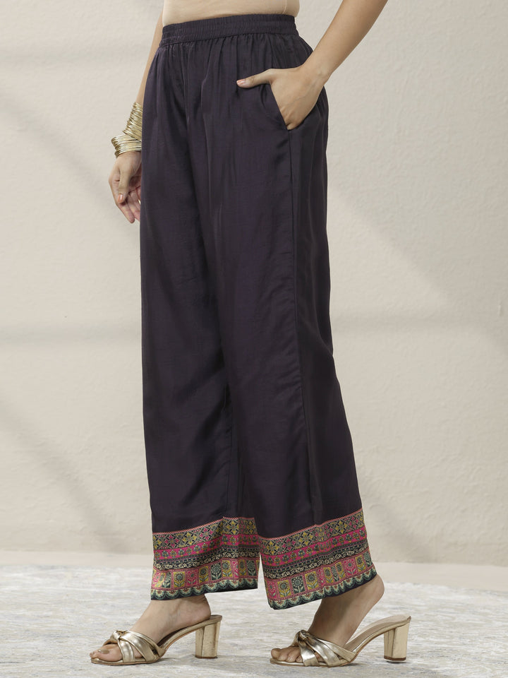 Blue Embroidered Silk blend A-line Suit Set With Dupatta