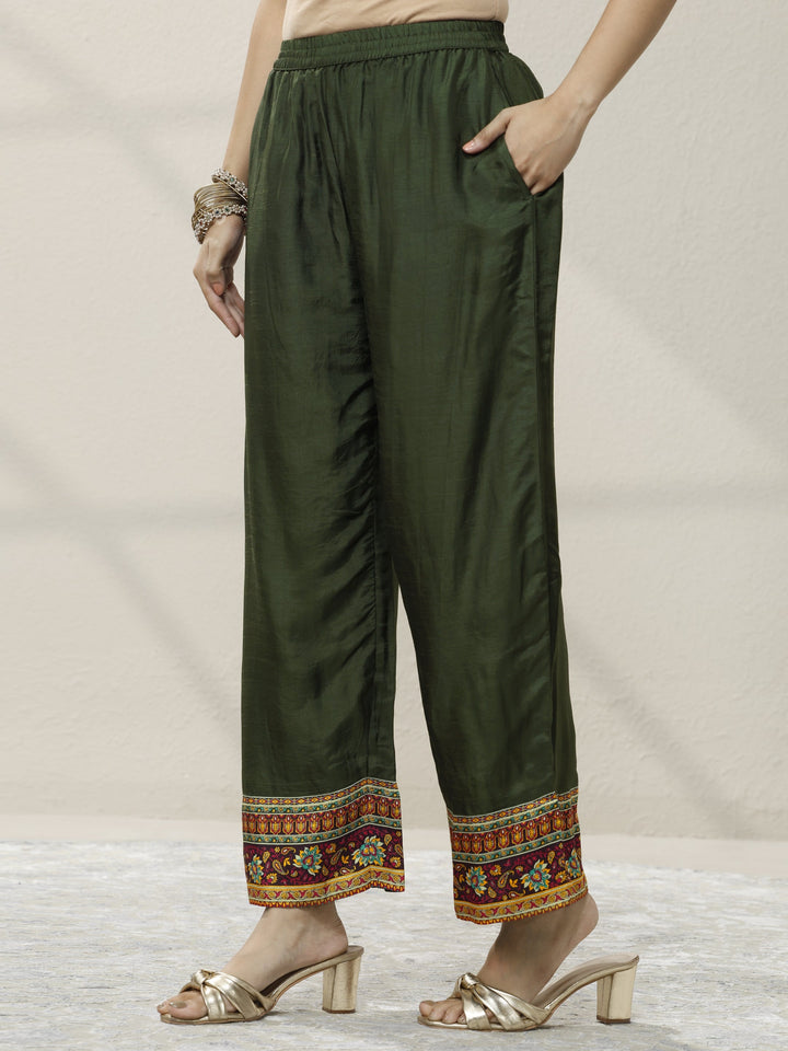 Green Embroidered Silk blend Anarkali Suit Set With Dupatta