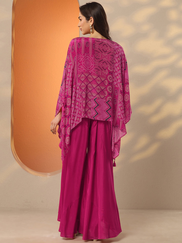 Libas Art Pink Bandhani Printed A-Line Kurta Set