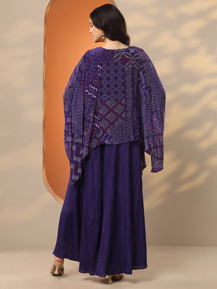 Libas Art Purple Bandhani Printed A-Line Kurta Set
