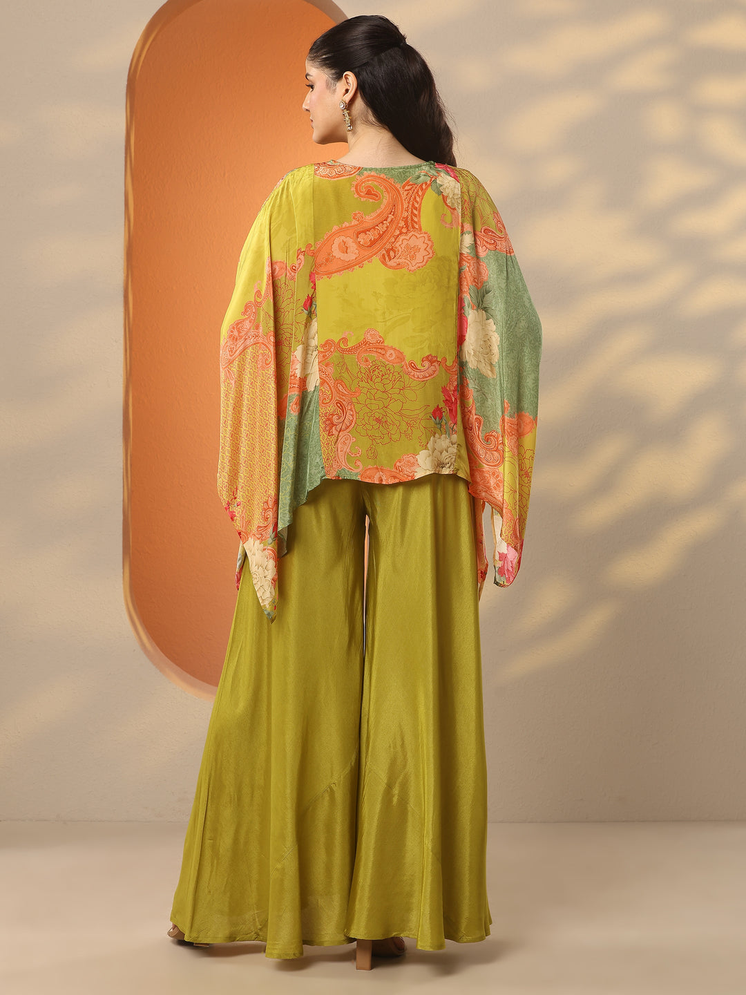 Libas Art Green Printed Crepe A-Line Kurta Set