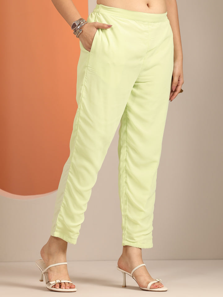 Green Embroidered Georgette Straight Suit Set With Dupatta