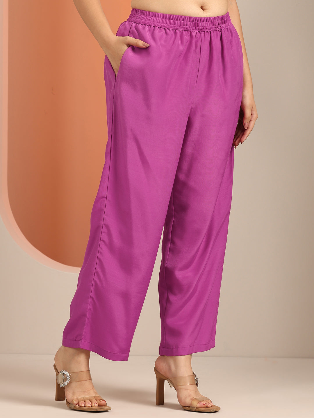 Libas Art Mauve Woven Design Silk Blend Straight Suit Set With Dupatta