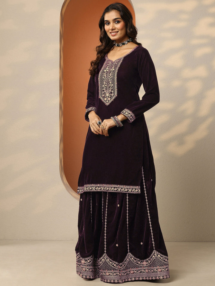 Libas Art Black Embroidered Georgette Straight Suit Set With Dupatta