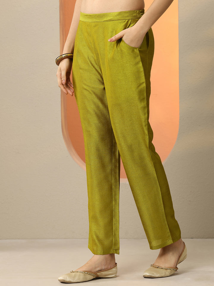 Green Embellished Silk Blend Anarkali Suit Set With Dupatta