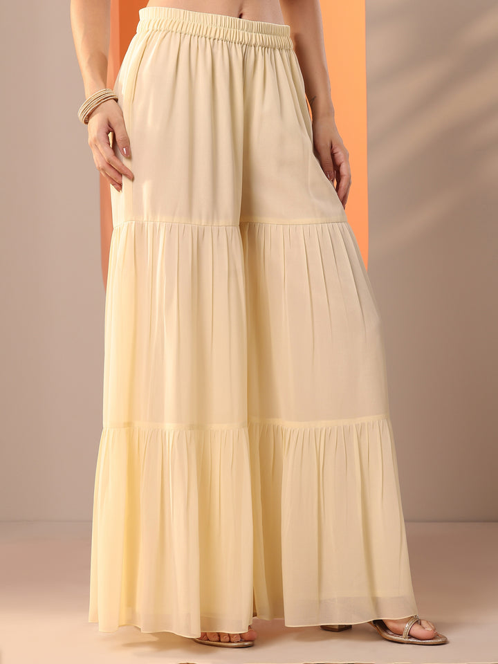 Libas Art Off White Embroidered Georgette Straight Suit Set With Dupatta