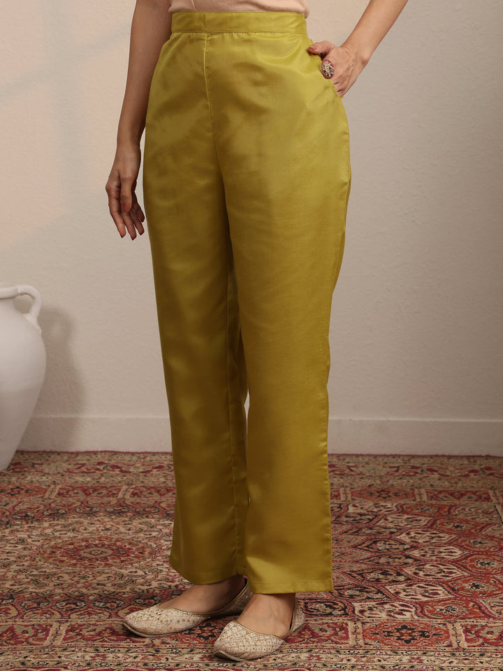 Mustard Embroidered Organza  Straight Suit Set With Dupatta