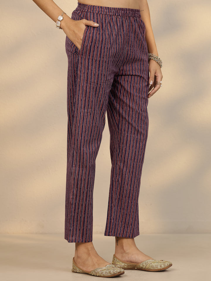 Maroon Printed Cotton Straight Suit Set With Dupatta