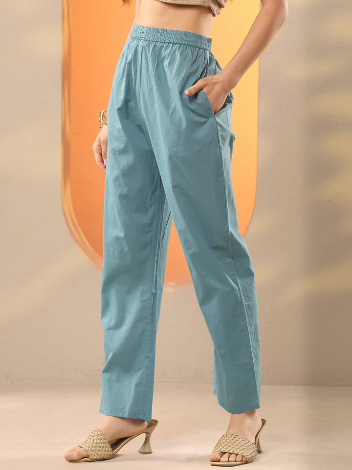 Beige Printed Cotton Anarkali Suit Set With Dupatta