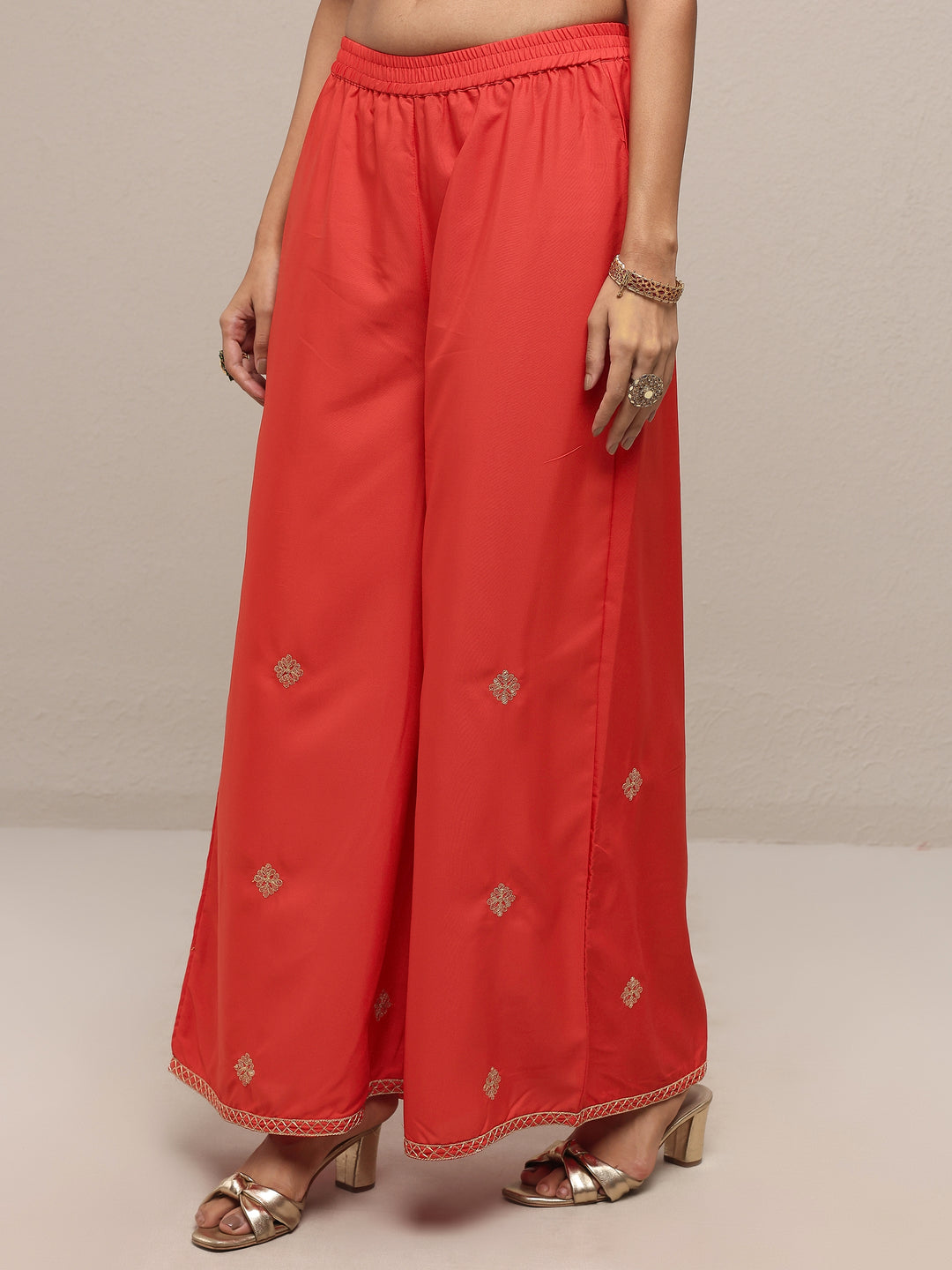 Orange Printed Silk Blend Straight Suit Set With Dupatta