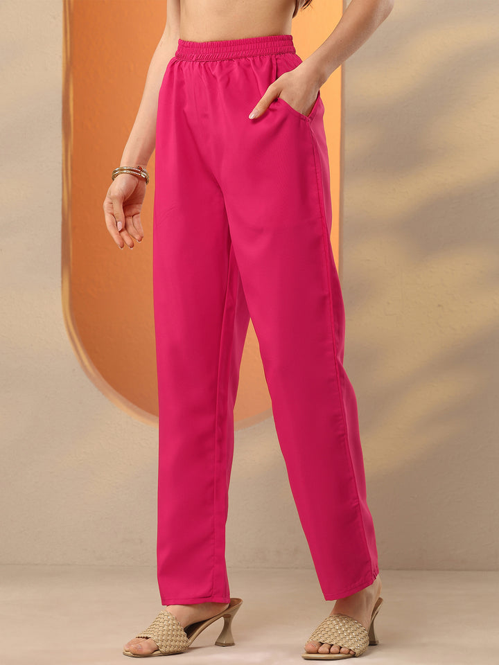 Pink Printed Silk Blend Straight Suit Set With Dupatta