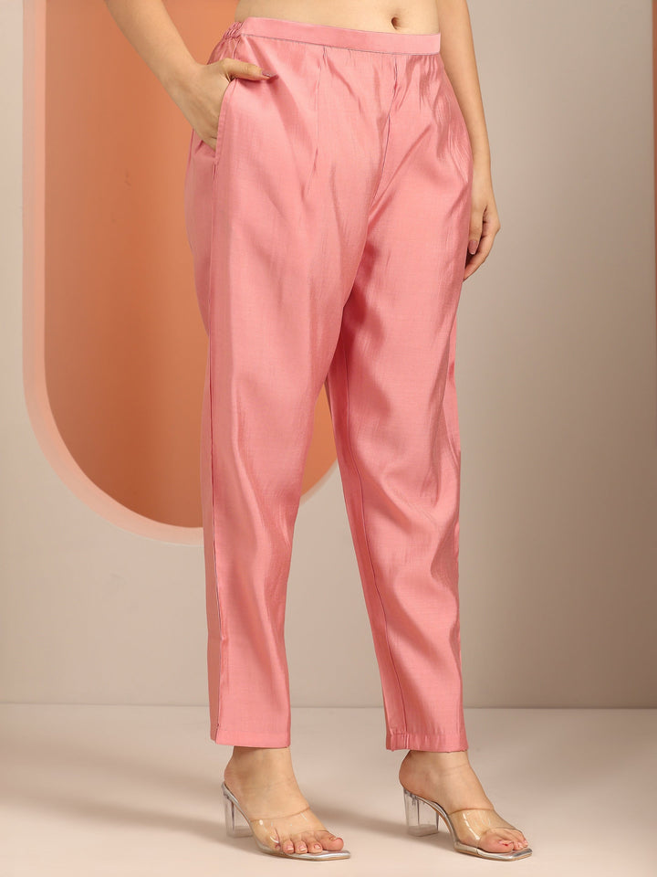Peach Printed Muslin Straight Suit Set With Dupatta