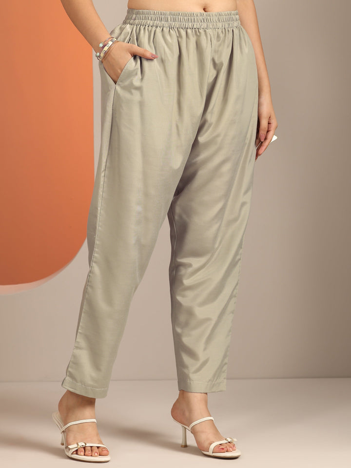 Grey Printed Muslin Straight Suit Set With Dupatta