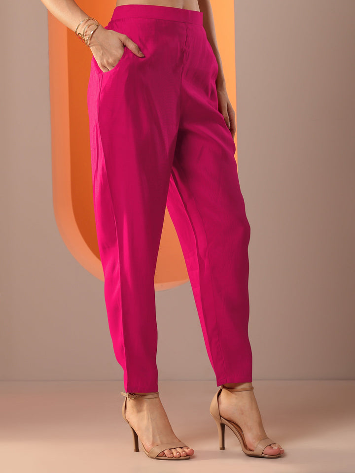 Pink Embellished Silk Blend Straight Suit Set With Dupatta