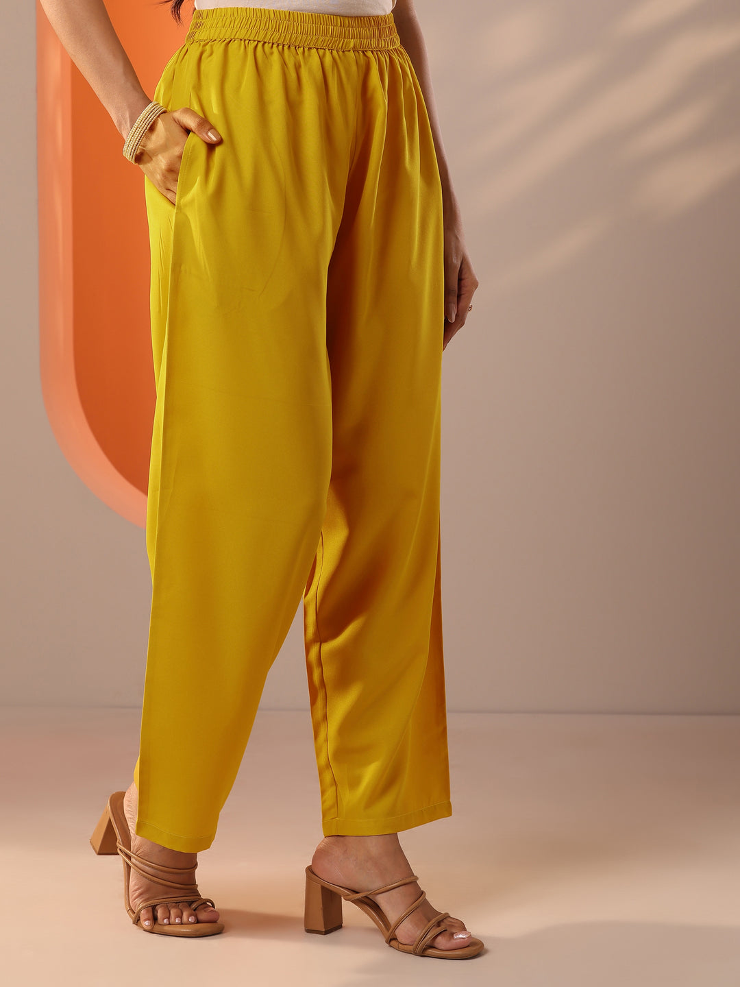 Mustard Printed Chinon Straight Suit Set With Dupatta