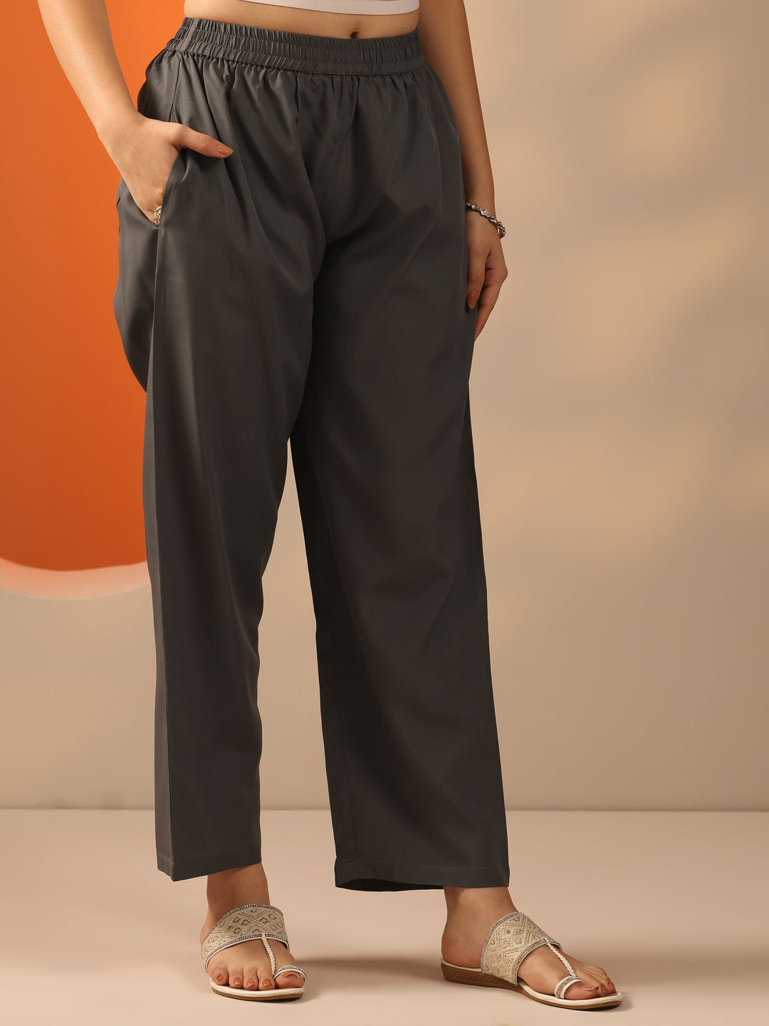 Grey Embroidered Crepe Straight Suit Set With Dupatta