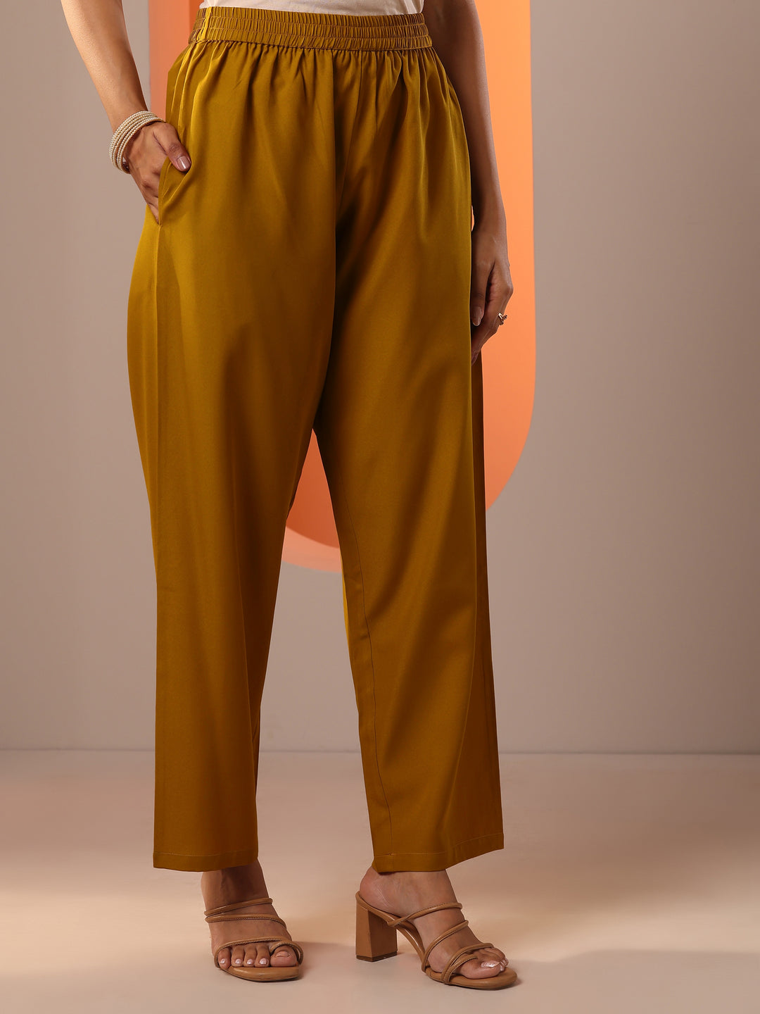 Mustard Printed Chinon Straight Suit Set With Dupatta