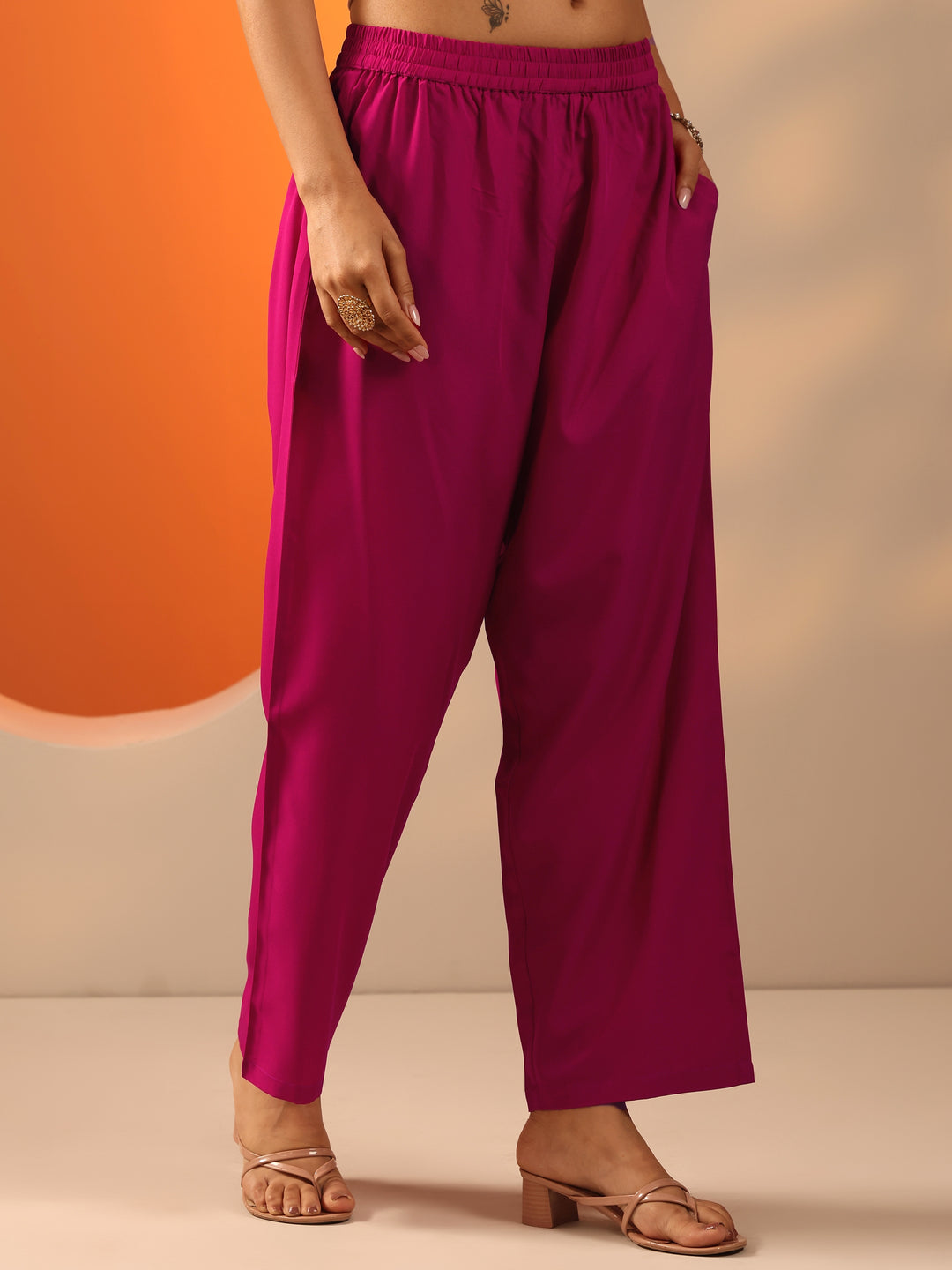 Pink Printed Chinon Straight Suit Set With Dupatta