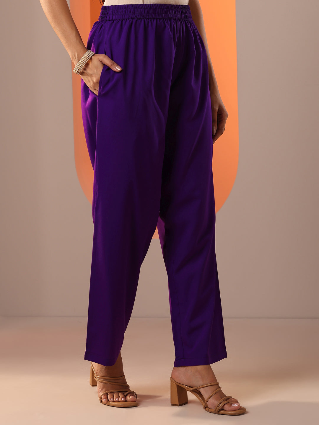 Lavender Printed Chinon Straight Suit Set With Dupatta