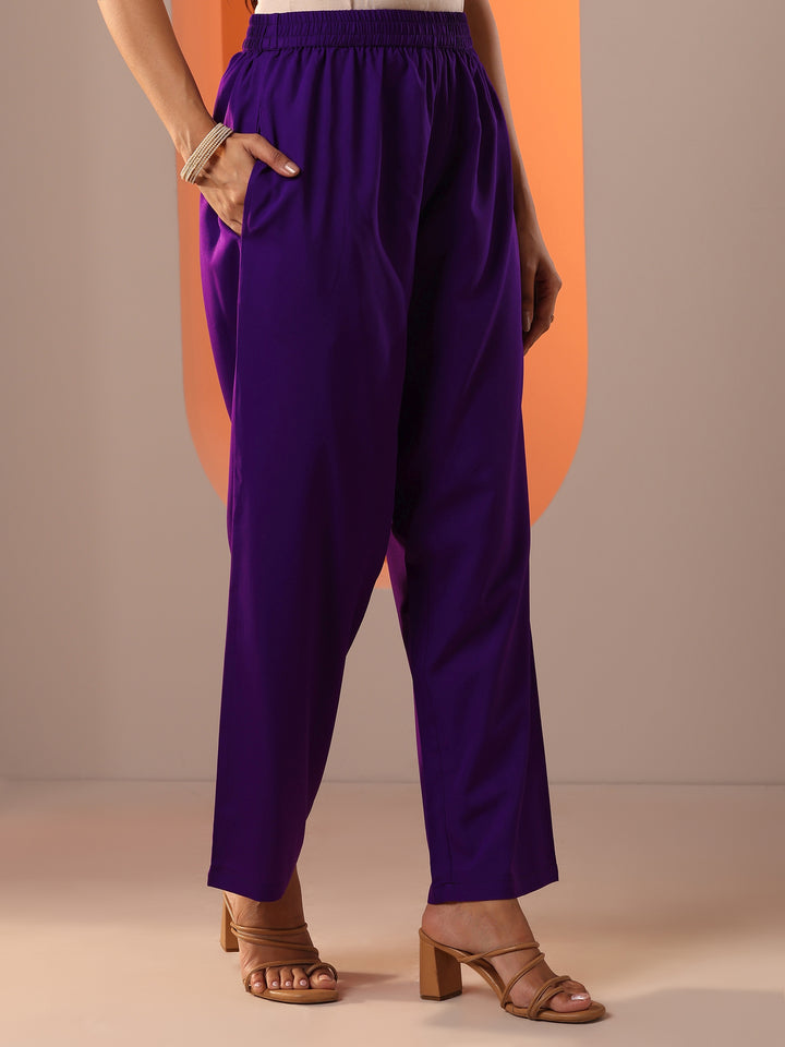 Lavender Printed Chinon Straight Suit Set With Dupatta