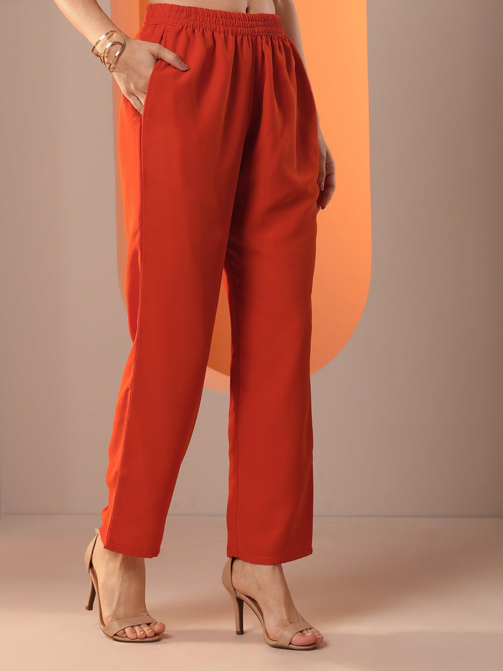 Libas Orange Embellished Georgette Straight Suit Set With Dupatta