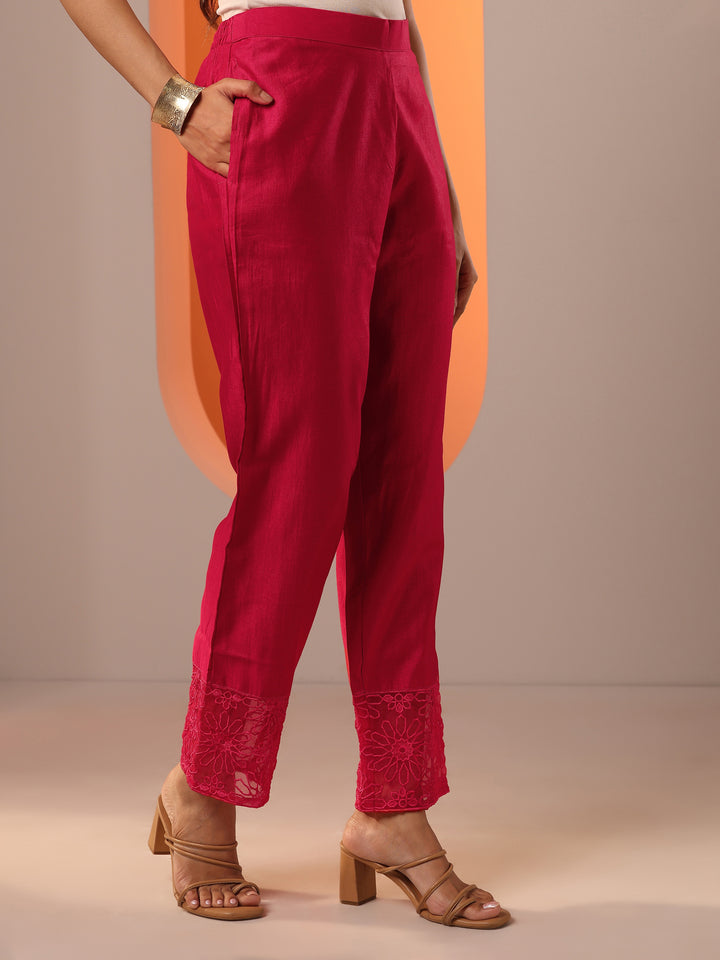 Red Woven Design Silk Blend Straight Suit Set With Dupatta