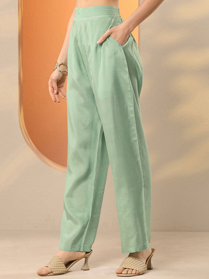 Libas Art Green Embellished Crepe Straight Suit Set With Dupatta