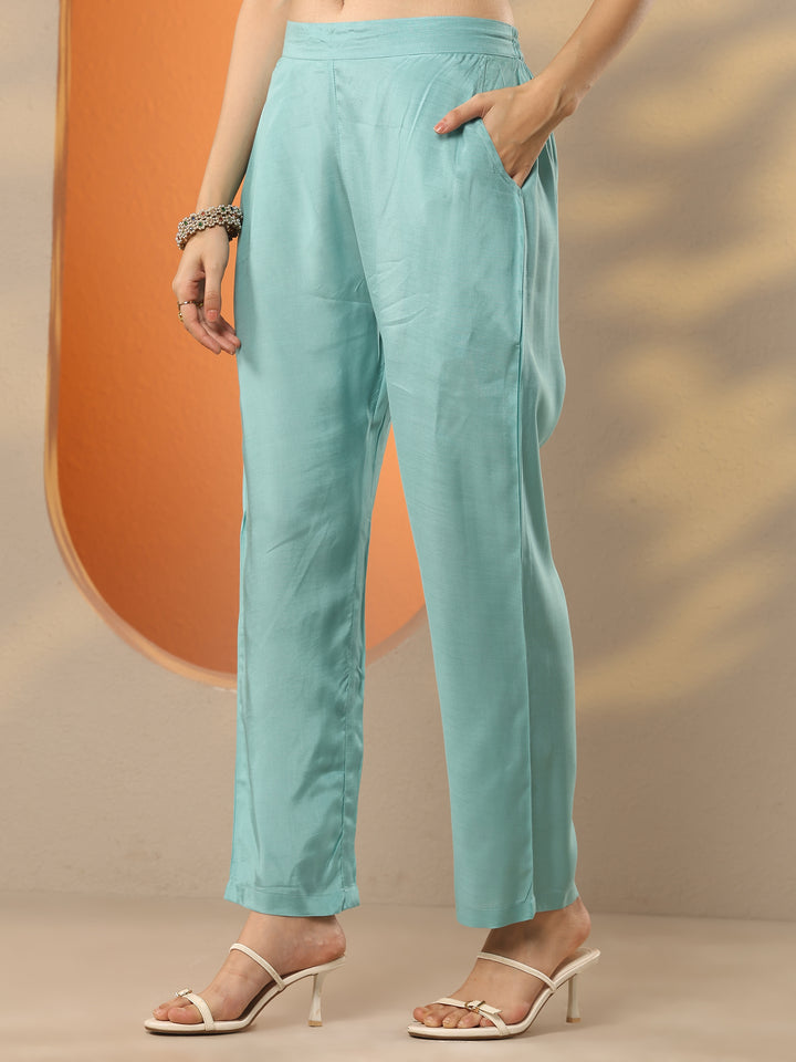 Green Printed Silk Blend Straight Suit Set With Dupatta