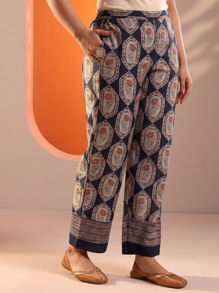 Plus Size Navy Blue Embellished Silk Blend Straight Suit Set With Dupatta