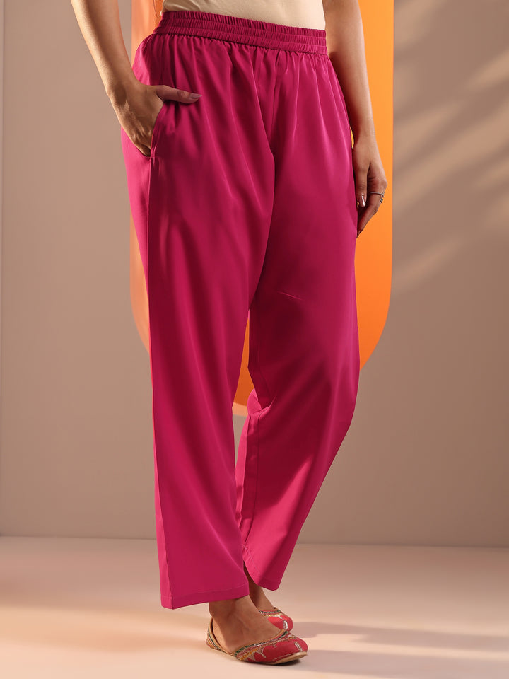 Pink Printed Chinon Straight Suit Set With Dupatta