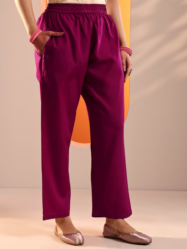 Purple Printed Chinon Straight Suit Set With Dupatta