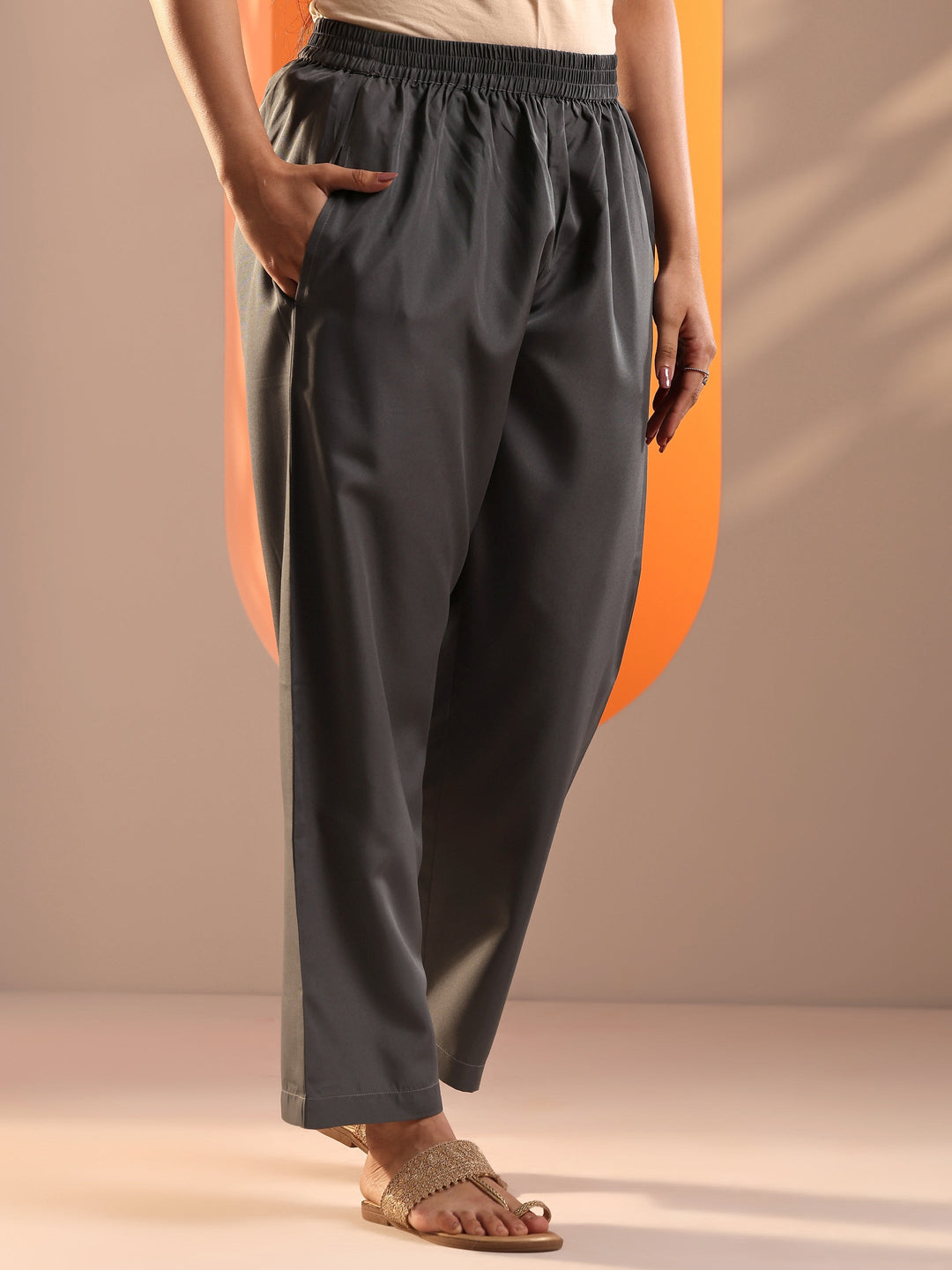 Grey Embroidered Crepe Straight Suit Set With Dupatta