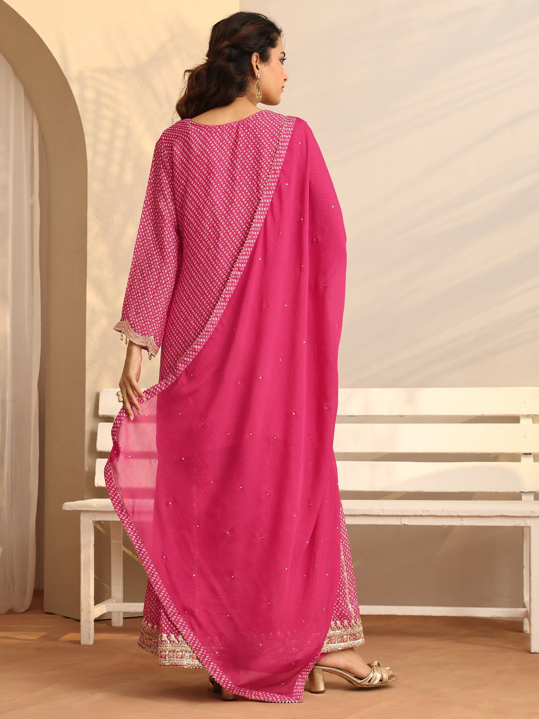 Libas Art Printed Chinon Straight Suit Set With Dupatta