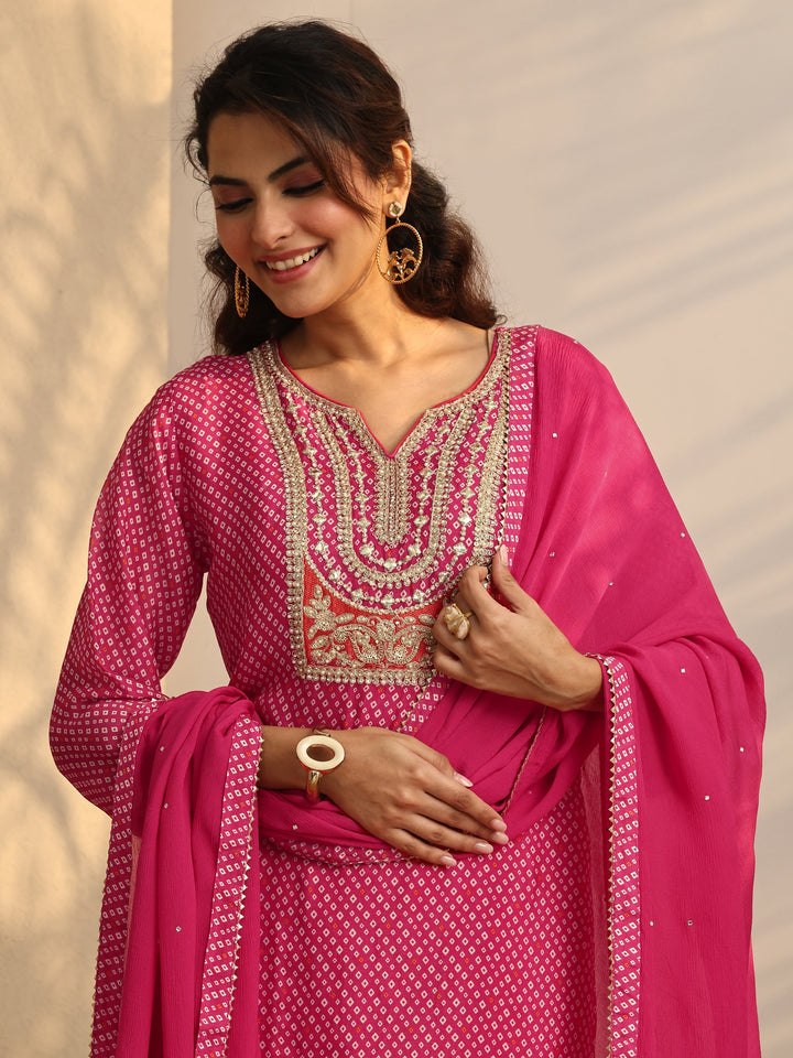 Libas Art Printed Chinon Straight Suit Set With Dupatta